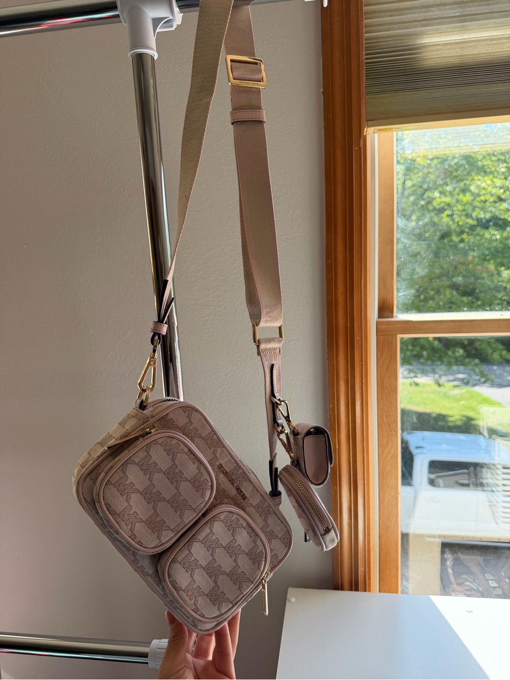 Michael Kors Tan MK Logo Triple-Pouch Crossbody Set